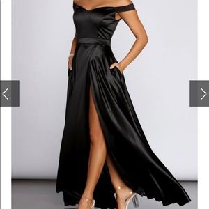 Black off the shoulder long dress